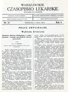 Warszawskie Czasopismo Lekarskie 1928 R.5 nr 21