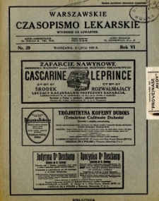 Warszawskie Czasopismo Lekarskie 1929 R.6 nr 29