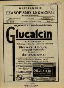 Warszawskie Czasopismo Lekarskie 1929 R.6 nr 39-40