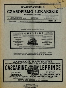 Warszawskie Czasopismo Lekarskie 1929 R.6 nr 44