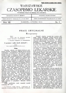 Warszawskie Czasopismo Lekarskie 1935 R.12 nr 1