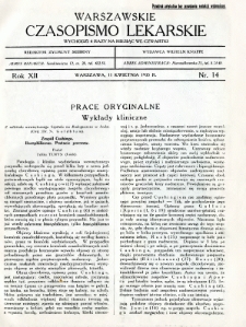 Warszawskie Czasopismo Lekarskie 1935 R.12 nr 14
