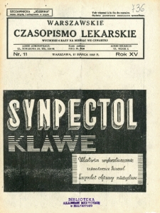 Warszawskie Czasopismo Lekarskie 1938 R.15 nr 11