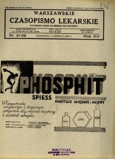 Warszawskie Czasopismo Lekarskie 1938 R.15 nr 21-22