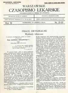Warszawskie Czasopismo Lekarskie 1934 R.11 nr 21-22