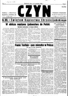 Czyn : tygodnik społeczno-gospodarczy i polityczny. 1939, nr 1