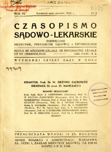 Czasopismo Sądowo-Lekarskie 1938 R.11 nr 2
