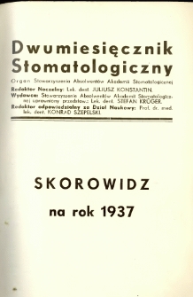 Dwumiesięcznik Stomatologiczny 1937 R.3 nr 6