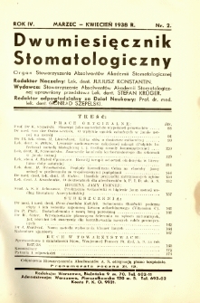 Dwumiesięcznik Stomatologiczny 1938 R.4 nr 2