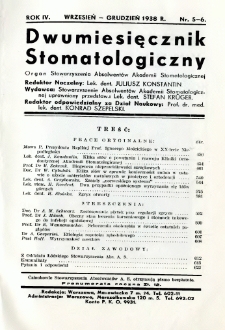 Dwumiesięcznik Stomatologiczny 1938 R.4 nr 5-6