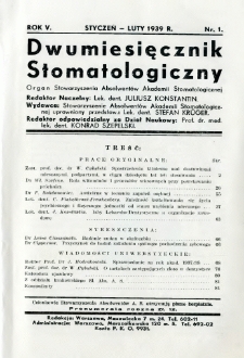 Dwumiesięcznik Stomatologiczny 1939 R.5 nr 1