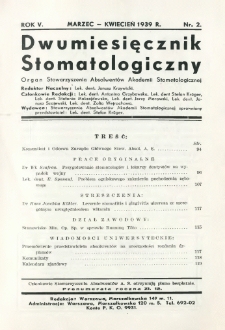 Dwumiesięcznik Stomatologiczny 1939 R.5 nr 2