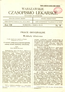 Warszawskie Czasopismo Lekarskie 1931 R.8 nr 10