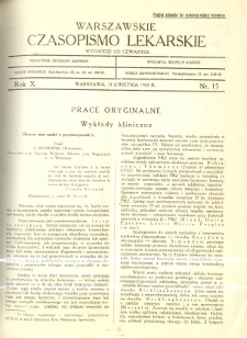 Warszawskie Czasopismo Lekarskie 1933 R.10 nr 15