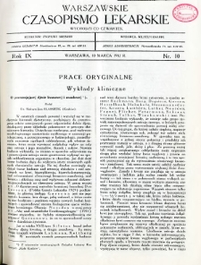 Warszawskie Czasopismo Lekarskie 1932 R.9 nr 10