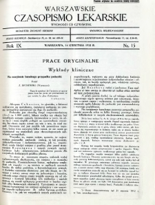 Warszawskie Czasopismo Lekarskie 1932 R.9 nr 15