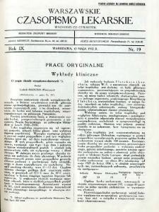 Warszawskie Czasopismo Lekarskie 1932 R.9 nr 19