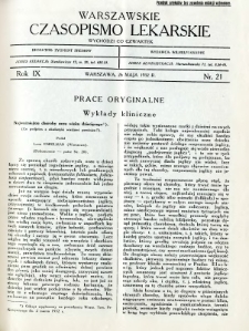 Warszawskie Czasopismo Lekarskie 1932 R.9 nr 21