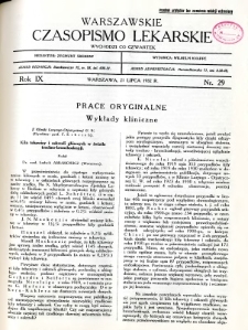 Warszawskie Czasopismo Lekarskie 1932 R.9 nr 29