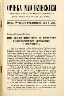 Opieka nad Dzieckiem 1923 R.1 nr 5
