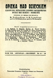 Opieka nad Dzieckiem 1930 R.8 nr 11-12