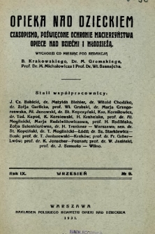 Opieka nad Dzieckiem 1931 R.9 nr 9