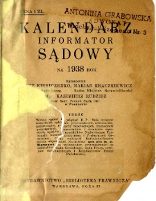 Kalendarz informator sądowy na rok 1938