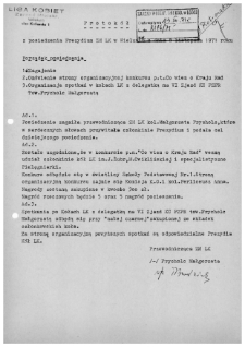 Protok&oacute;ł z posiedzenia Prezydium ZM LK w Wieluniu z dnia 8 listopada 1971 r.