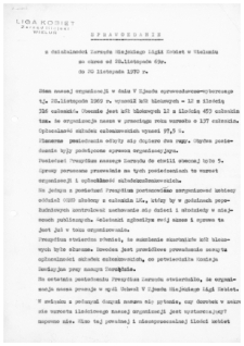 Sprawozdanie z działalności Zarządu Miejskiego Ligi Kobiet w Wieluniu za okres od 28 listopada 1969 r. do 20 listopada 1970 r.