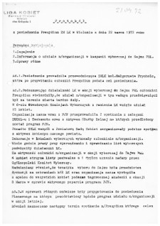 Protok&oacute;ł z posiedzenia Prezydium ZM LK w Wieluniu z dnia 22 marca 1972 r.