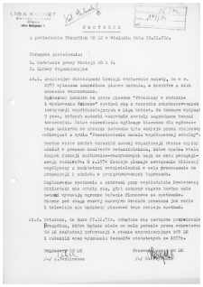 Protok&oacute;ł z posiedzenia Prezydium ZM LK w Wieluniu dnia 26 listopada 1973 r.
