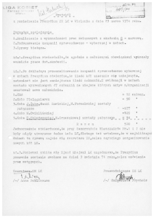 Protok&oacute;ł z posiedzenia Prezydium ZM LK w Wieluniu z dnia 29 marca 1974 r.