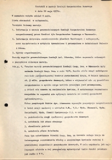 Protok&oacute;ł z narady Komisji Gospodarstwa Domowego w dniu 22 maja 1972 r.