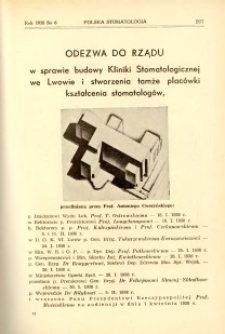 Polska Stomatologja oraz Przegląd Dentystyczny 1938 R.16 nr 6