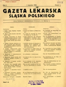 Gazeta Lekarska Śląska Polskiego 1936 R.1 z.1