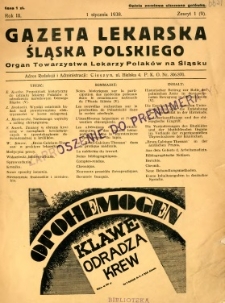 Gazeta Lekarska Śląska Polskiego 1938 R.3 z.1