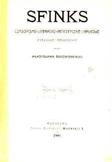 Sfinks : czasopismo literacko-artystyczne i naukowe 1909 R.2 nr 1-3
