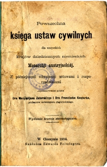 Powszechna księga ustaw cywilnych dla wszystkich krajów dziedzicznych niemieckich Monarchji austryjackiej.