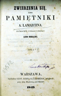 Zwierzenia się albo pamiętniki A. Lamartina. T. 1-[2]