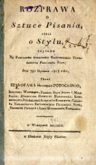 Rozprawa o sztuce pisania czyli o stylu