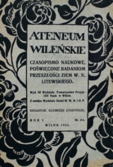 Ateneum wileńskie. Tom I, Rocznik 1
