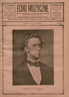 Echo Muzyczne 1933. R. 10. nr 11 : miesięcznik poświęcony muzyce kościelnej i świeckiej oraz zespołom muzycznym i teatralnym