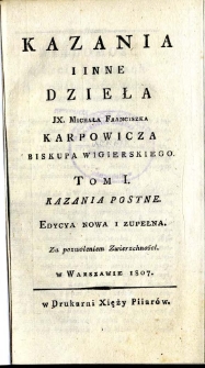 Kazania i inne dzieła. T. 1, Kazania postne