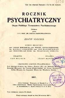 Rocznik Psychiatryczny 1937 z. 29-30