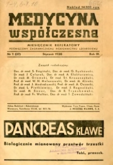 Medycyna Współczesna 1938 R.4 nr 1