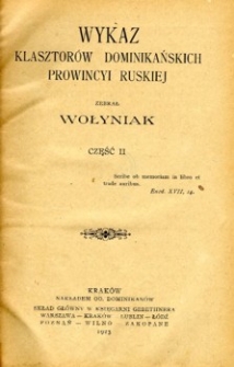 Wykaz klasztorów dominikańskich prowincyi ruskiej. Cz. 2