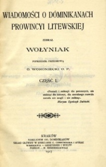 Wiadomości o dominikanach prowincyi litewskiej. Cz. 1.