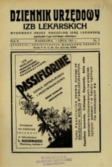 Dziennik Urzędowy Izb Lekarskich 1931 R.2 nr 7