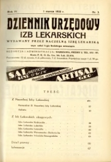 Dziennik Urzędowy Izb Lekarskich 1933 R.4 nr 3