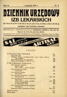 Dziennik Urzędowy Izb Lekarskich 1933 R.4 nr 8